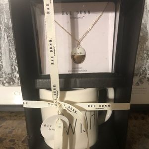 Rae Dunn mug and necklace set